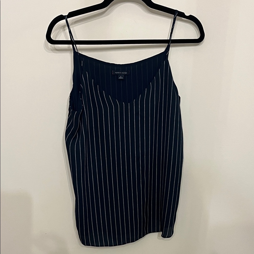 Tommy Hilfiger Dark Blue and White Pinstripe Camisole